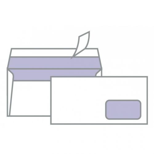 Самозалепващ плик ZRS, DL, 110х220 мм, с десен прозорец, 80 г, бял, 500 бр. — Joya.bg 1