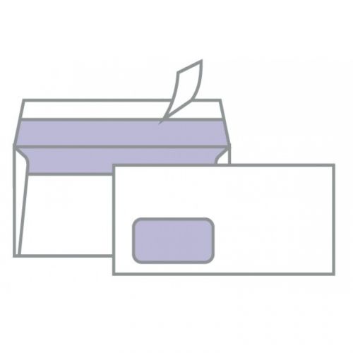 Самозалепващ плик ZRS, DL, 110х220 мм, с ляв прозорец, 80 г, бял, 500 бр. — Joya.bg 1