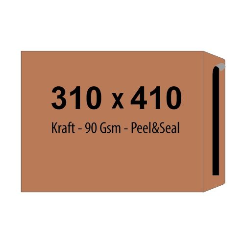 Самозалепващ плик ZRS, E4, 310х410 мм, тип джоб, с лента, 90 г, кафяв крафт  — Joya.bg 1