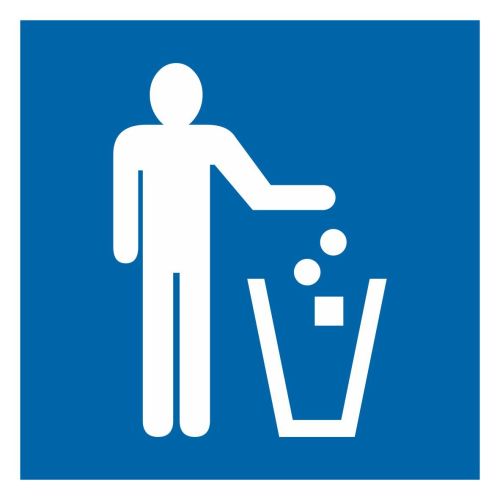 Самозалепващ знак APLI, с пиктограма Място за отпадъци, 11.4х11.4 см — Joya.bg