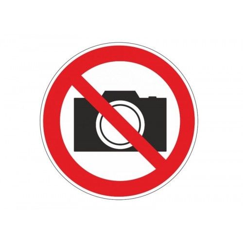 Самозалепващ знак APLI, с пиктограма Забранено снимането! , 11.4х11.4 см — Joya.bg
