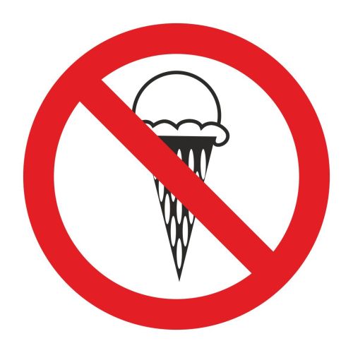 Самозалепващ знак APLI, с пиктограма Забранено влизане с храна!, 11.4х11.4 см — Joya.bg