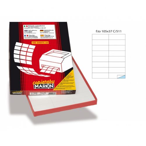 Самозалепващи етикети MARKIN Laser/Copier/Inkjet, бели, А4, 105х37мм, 16 бр/л., 100л. — Joya.bg 1