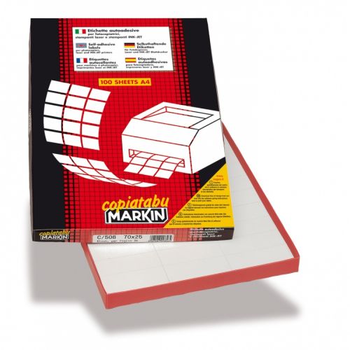Самозалепващи етикети MARKIN Laser/Copier/Inkjet, бели, А4, 48.5x25.4мм, 44 бр./л., 100л. — Joya.bg