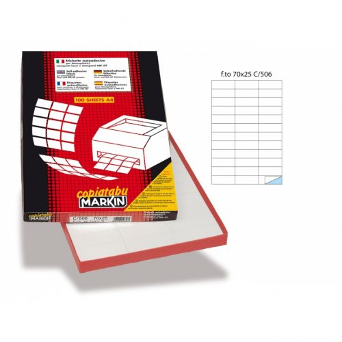 Самозалепващи етикети MARKIN Laser/Copier/Inkjet, бели, А4, 70х25мм, 36 бр/л., 100л. — Joya.bg 1