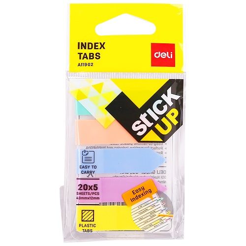 Самозалепващи индекси Deli Stick Up EA11902, стрелка, BOPP, 43х12 мм, 5х20 л., микс, пастелни — Joya.bg 1