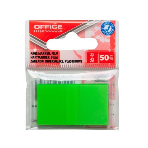 Самозалепващи индекси OFFICE PRODUCTS, PVC, 25х43 мм, 50 л., неоново зелени — Joya.bg