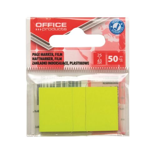 Самозалепващи индекси OFFICE PRODUCTS, PVC, 25х43 мм, 50 л., неоново жълти — Joya.bg