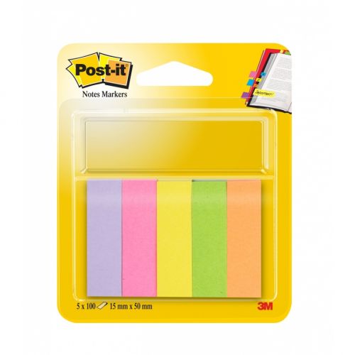 Самозалепващи индекси Post-it, 15х50 мм, 5x100 л., микс, неонови — Joya.bg