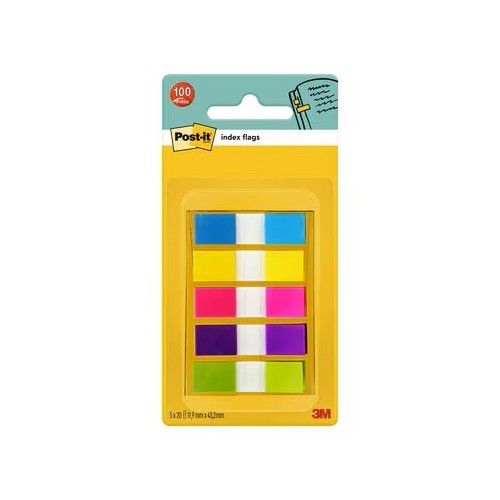 Самозалепващи индекси Post-it, PVC, 11.9x43.2 мм, 5x20 л., микс, неонови — Joya.bg 1