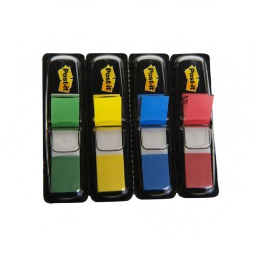 Самозалепващи индекси с диспенсър Post-it, PVC, 12х43 мм, 4х35 л., микс — Joya.bg 1