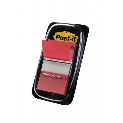 Самозалепващи индекси с диспенсър Post-it, PVC, 25х43 мм, 50 л., червени — Joya.bg