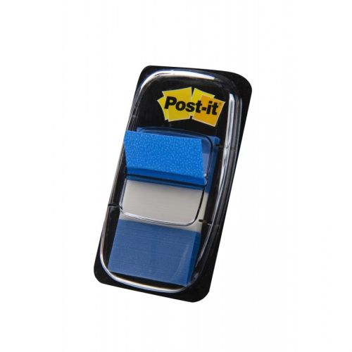 Самозалепващи индекси с диспенсър Post-it, PVC, 25х43 мм, 50 л., сини — Joya.bg