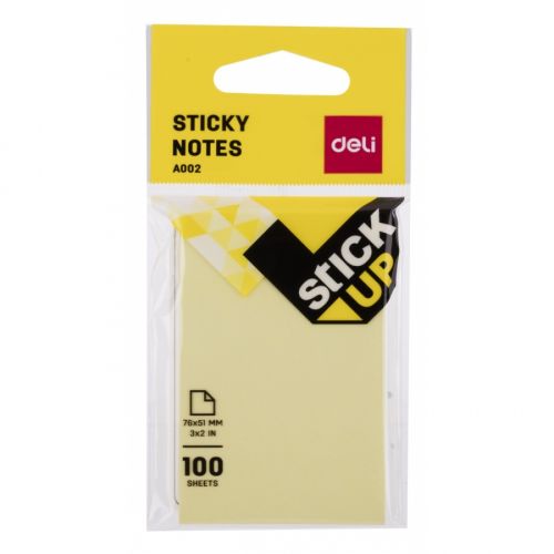 Самозалепващи листчета Deli Stick Up EA00253, 76х51 мм,100 л., пастелно жълти — Joya.bg 1