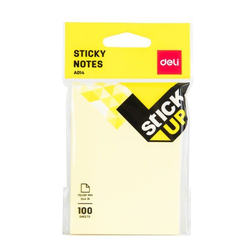 Самозалепващи листчета Deli Stick Up EA01402, 76х101 мм, 100 л., пастелно жълти — Joya.bg 1