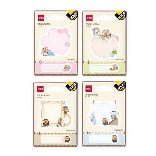 Самозалепващи листчета Deli StickUp Capypets EA961, 65х65 мм х 30 л., 20х57 мм х 30 л.