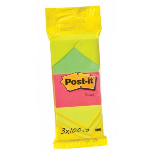 Самозалепващи листчета Post-it, 38х51 мм, 3х100 л., микс, неонови, PEFC хартия — Joya.bg 1
