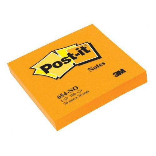 Самозалепващи листчета Post-it, 76х76 мм, 100 л., неоново оранжеви, PEFC хартия — Joya.bg 1