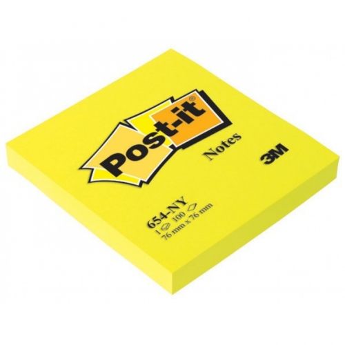 Самозалепващи листчета Post-it, 76х76 мм, 100 л., неоново жълти, PEFC хартия — Joya.bg 1