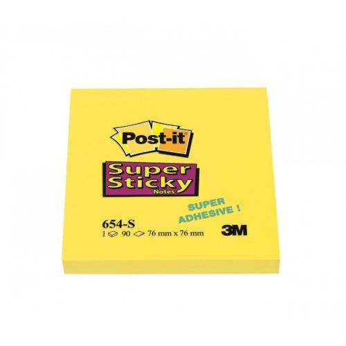 Самозалепващи листчета Post-it Super Sticky, 76х76 мм, 90 л., наситено жълти, PEFC хартия — Joya.bg 1