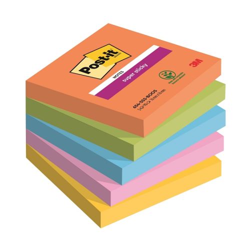 Самозалепващи листчета Post-it Super Sticky Boost, 76х76 мм, 5х90 л., микс, PEFC хартия — Joya.bg 1