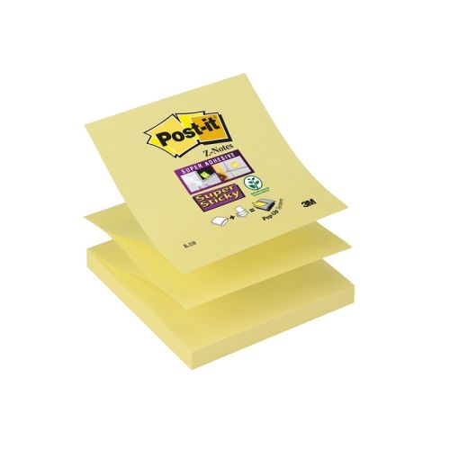 Самозалепващи листчета Post-it Super Sticky Z-notes, 76х76 мм, 90 л., пастелно жълти, PEFC хартия — Joya.bg 1