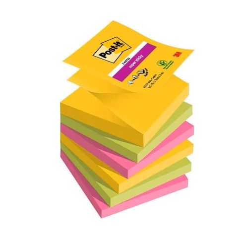 Самозалепващи листчета Post-it Super Sticky Z-notes Carnaval, 76х76 мм, 6х90 л., микс, PEFC хартия — Joya.bg 1