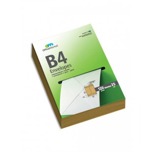 Самозалепващи пликове B4, 250х353х40 мм, с разширение и дъно, 130 г, кафяв крафт, 25 бр. — Joya.bg