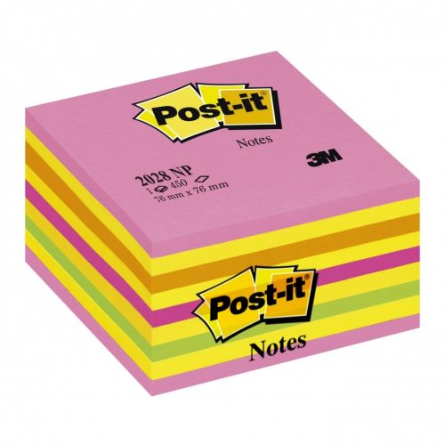 Самозалепващо кубче Post-it Assorted, 76х76 мм, 450 л., микс, неоново, PEFC хартия — Joya.bg