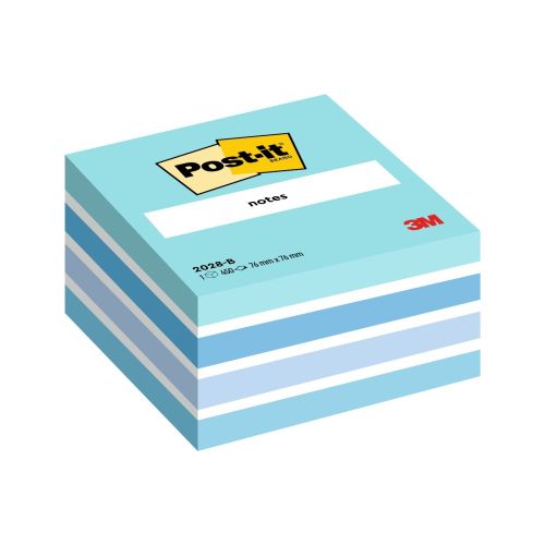 Самозалепващо кубче Post-it Blue, 76х76 мм, 450 л., микс, синьо, PEFC хартия 1
