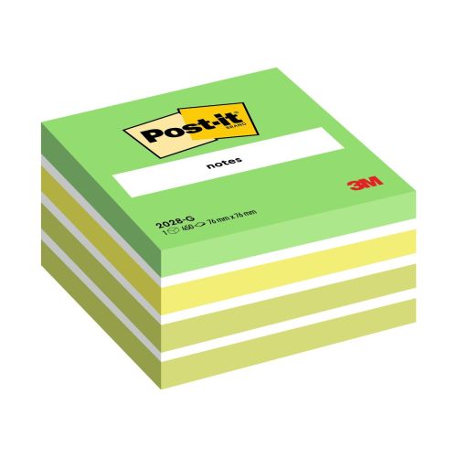 Самозалепващо кубче Post-it Green, 76х76 мм, 450 л., микс, зелено, PEFC хартия 1