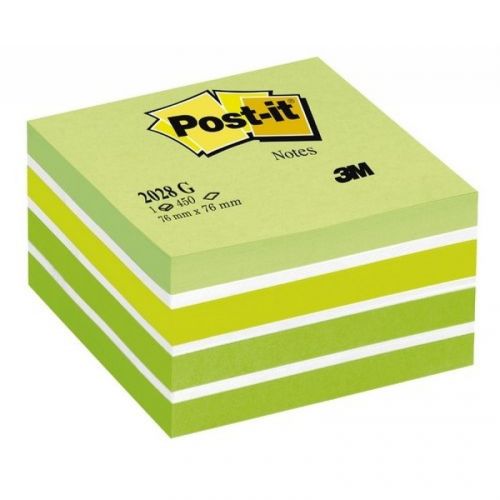 Самозалепващо кубче Post-it Green, 76х76 мм, 450 л., микс, зелено, PEFC хартия — Joya.bg