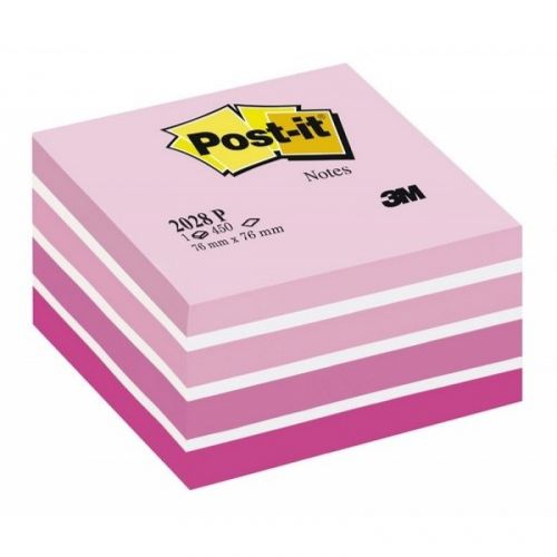 Самозалепващо кубче Post-it Pink, 76х76 мм, 450 л., микс, розово, PEFC хартия — Joya.bg
