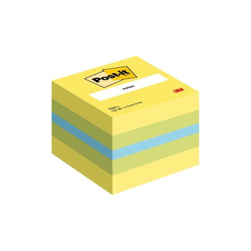 Самозалепващо мини кубче Post-it Lemon, 51х51 мм, 400 л., микс 3 цвята, неоново, PEFC хартия 1