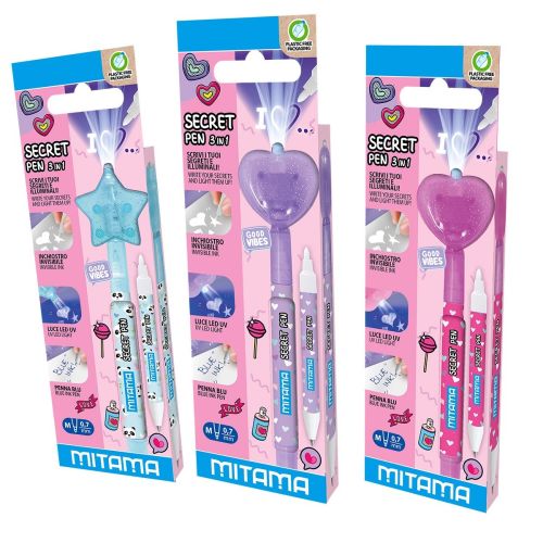 Секретна химикалка MITAMA Magic Pen 3in1, двувърха, UV светлина, 0.7 мм, синя — Joya.bg