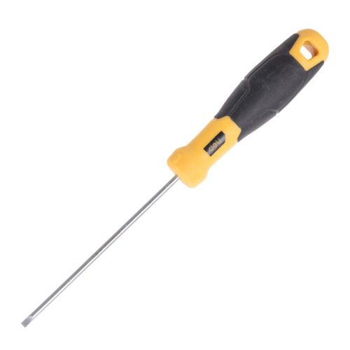Шлицева плоска отвертка Deli TOOLS EDL6331001,CR-V 3 х 100мм, SUP11, ергономична дръжка, жълта — Joya.bg 1