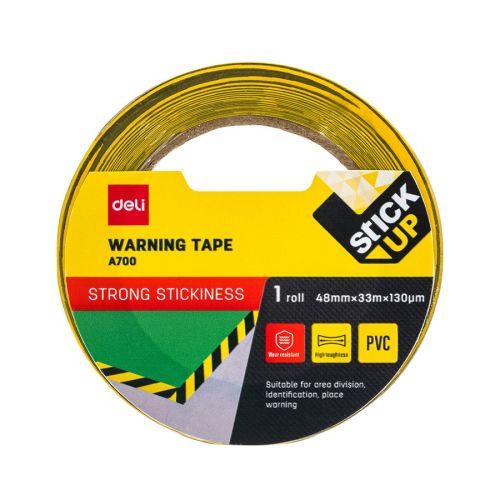 Сигнална маркираща лента Deli Stick Up EA700, 48 мм x 33 м, PVC, 130 mic, жълто-черна — Joya.bg 1