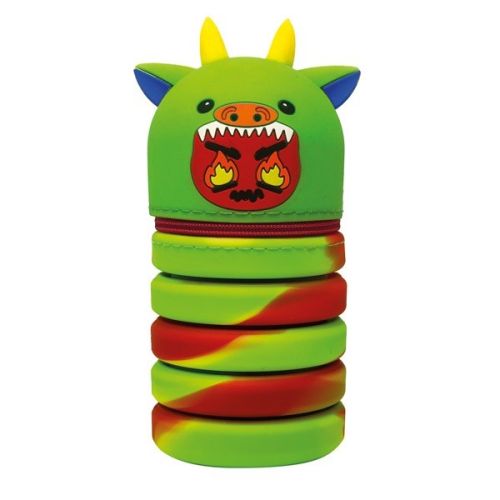 Силиконов несесер MITAMA BOOM! Dragoon, разтягащ се, d7см, 13-20 см, зелено чудовище 1