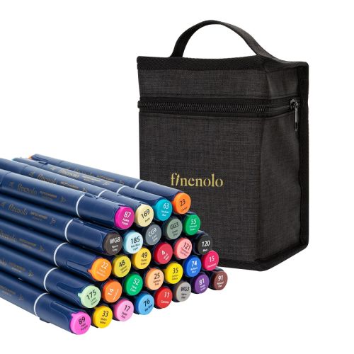 Sketch маркери Deli Finenolo EC184-30, връх четка 1 мм, скосен връх 6 мм, 30 цвята 1