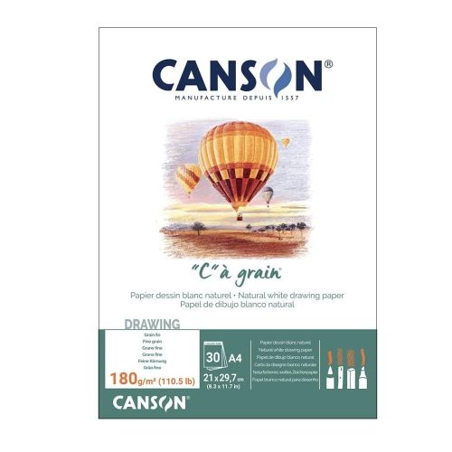 Скицник CANSON &quot;C&quot; a grain, за сухи техники, мастило и темперни бои, A4, 180 г/кв.м, 30 л. 1