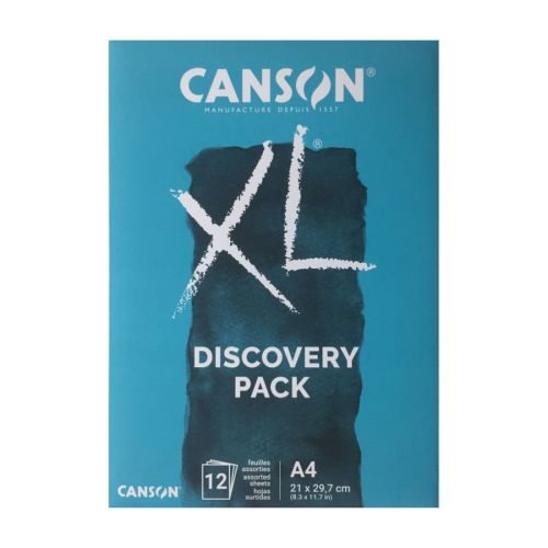 Скицник CANSON XL Pack Aquarelle&amp;Mixed Media, за смесенени техники, микс хартии, A4, 12 л. 1