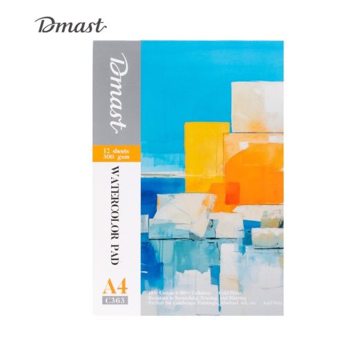 Скицник Deli Dmast EC363, за акварелни бои, A4, 300 г/кв.м, 10% памук, 12 л. 1