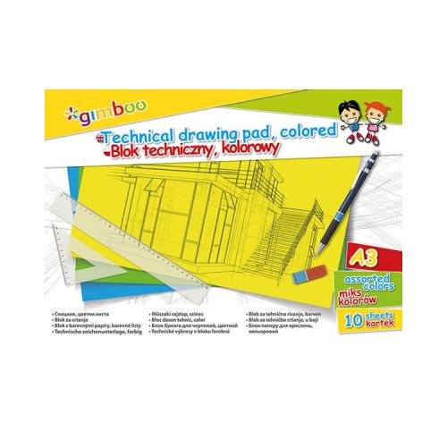 Скицник Gimboo, A3, 150 г/кв.м., 10 л., асорти цветове — Joya.bg