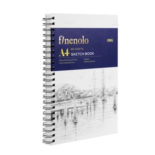 Скицник с вертикална спирала Deli Finenolo EC275, A4, 160 г/кв.м, твърди корици, 60 л. — Joya.bg 1