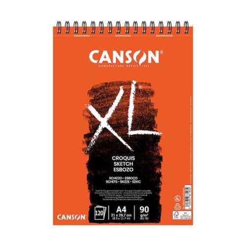 Скицник със спирала CANSON XL Croquis, за сухи техники, A4, 90 г/кв.м, fine grain, 120 л. 1