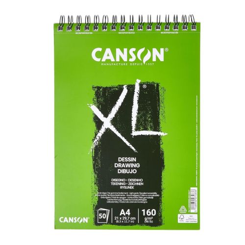 Скицник със спирала CANSON XL Dessin, за сухи техники, A4, 160 г/кв.м, light grain, 50 л. 1