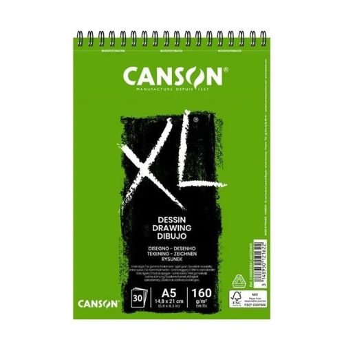Скицник със спирала CANSON XL Dessin, за сухи техники, A5, 160 г/кв.м, light grain, 30 л. 1