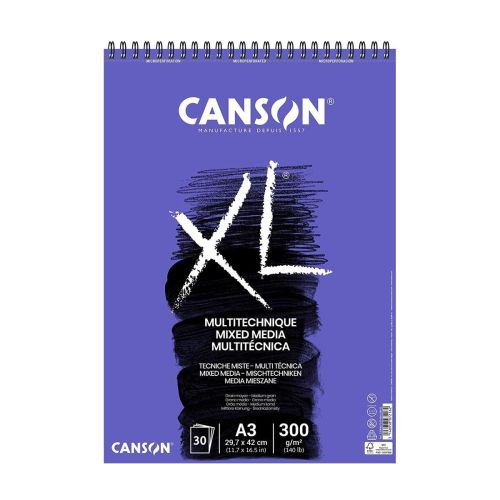 Скицник със спирала CANSON XL Mixed Media Textured, смесени техн,A3, 300 г/кв.м, medium grain, 30 л. 1