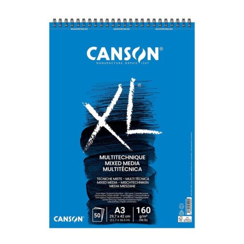 Скицник със спирала CANSON XL Mixed Media, за смесени техники, A3, 160 г/кв.м, light grain, 50 л. 1