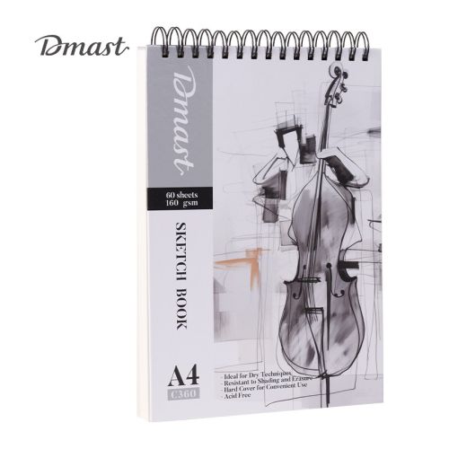 Скицник със спирала Deli Dmast EC360, за сухи техники, A4, 160 г/кв.м, твърди корици, 60 л. 1